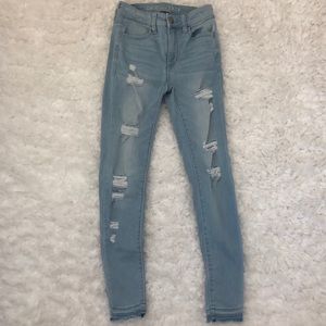 AEO Comfy Ripped Light Blue Jeans
